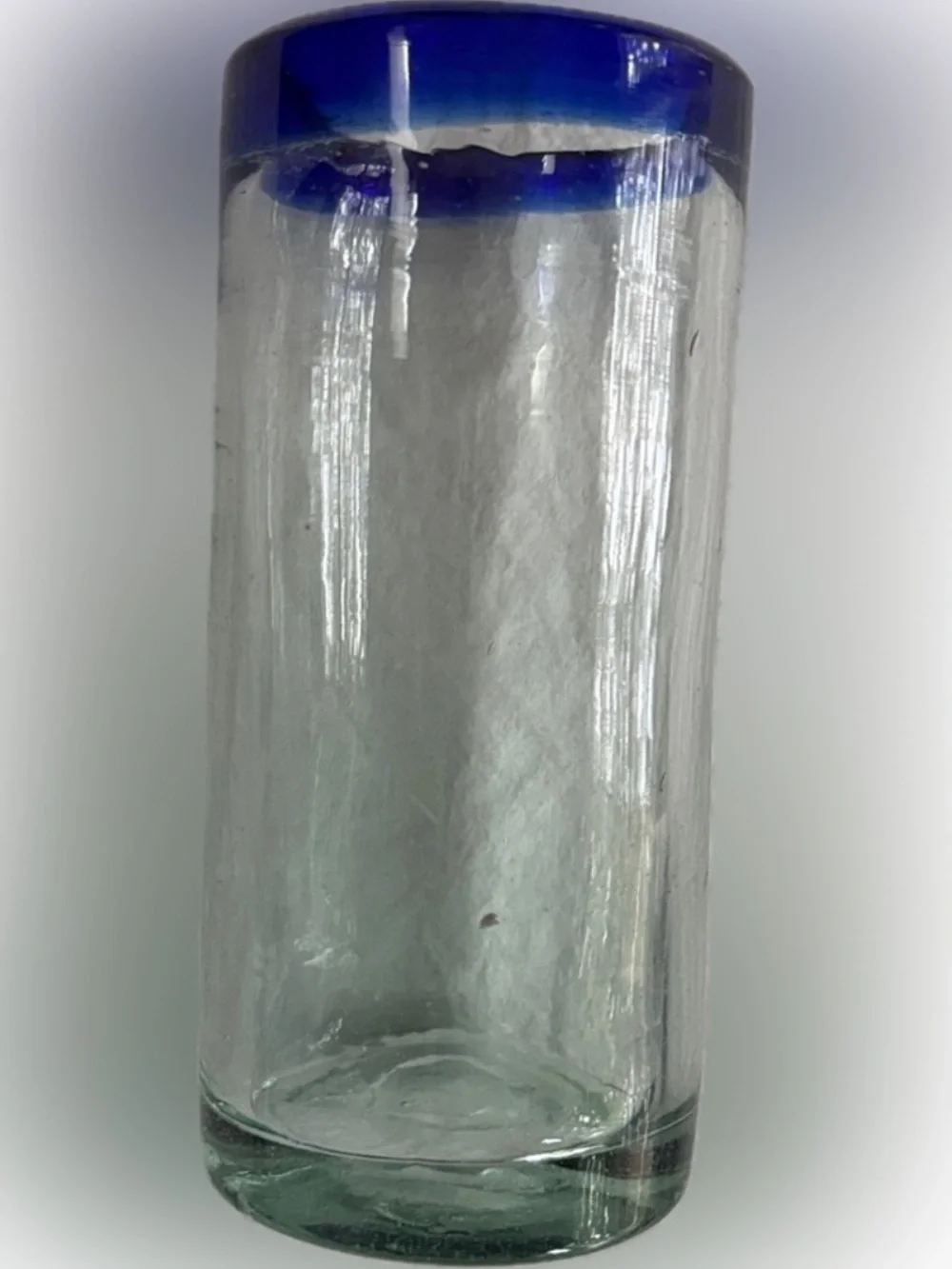 MEXICO HANDBLOWN GLASS COBALT BLUE REPLACEMENT TUMBLER BARWARE VINTAGE 90s 14 oz